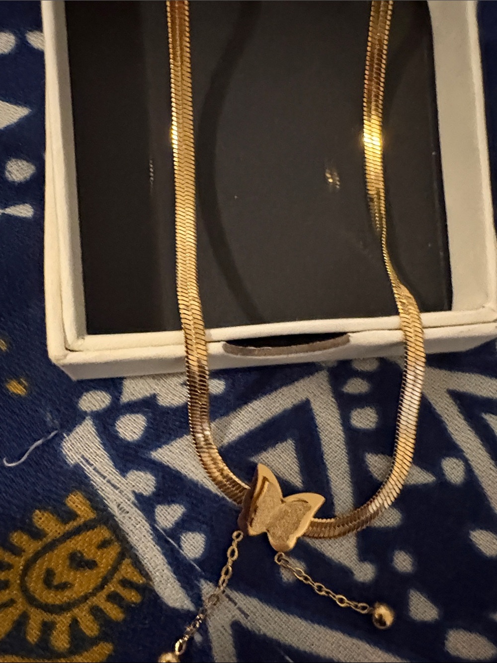 Gold Butterfly Slider Necklace for Women